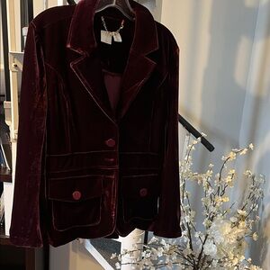 Gorgeous Velvet Burgundy Women's Jacket 70s style Large - so cool